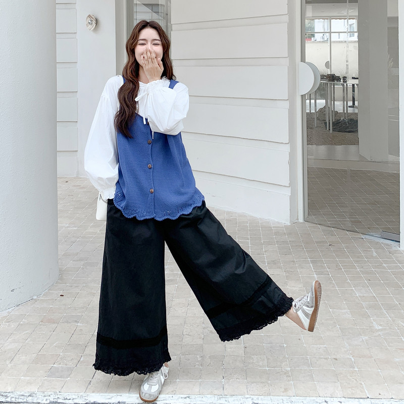 春款吊带毛衣衬衫裤子三件套 T324P205控308图片