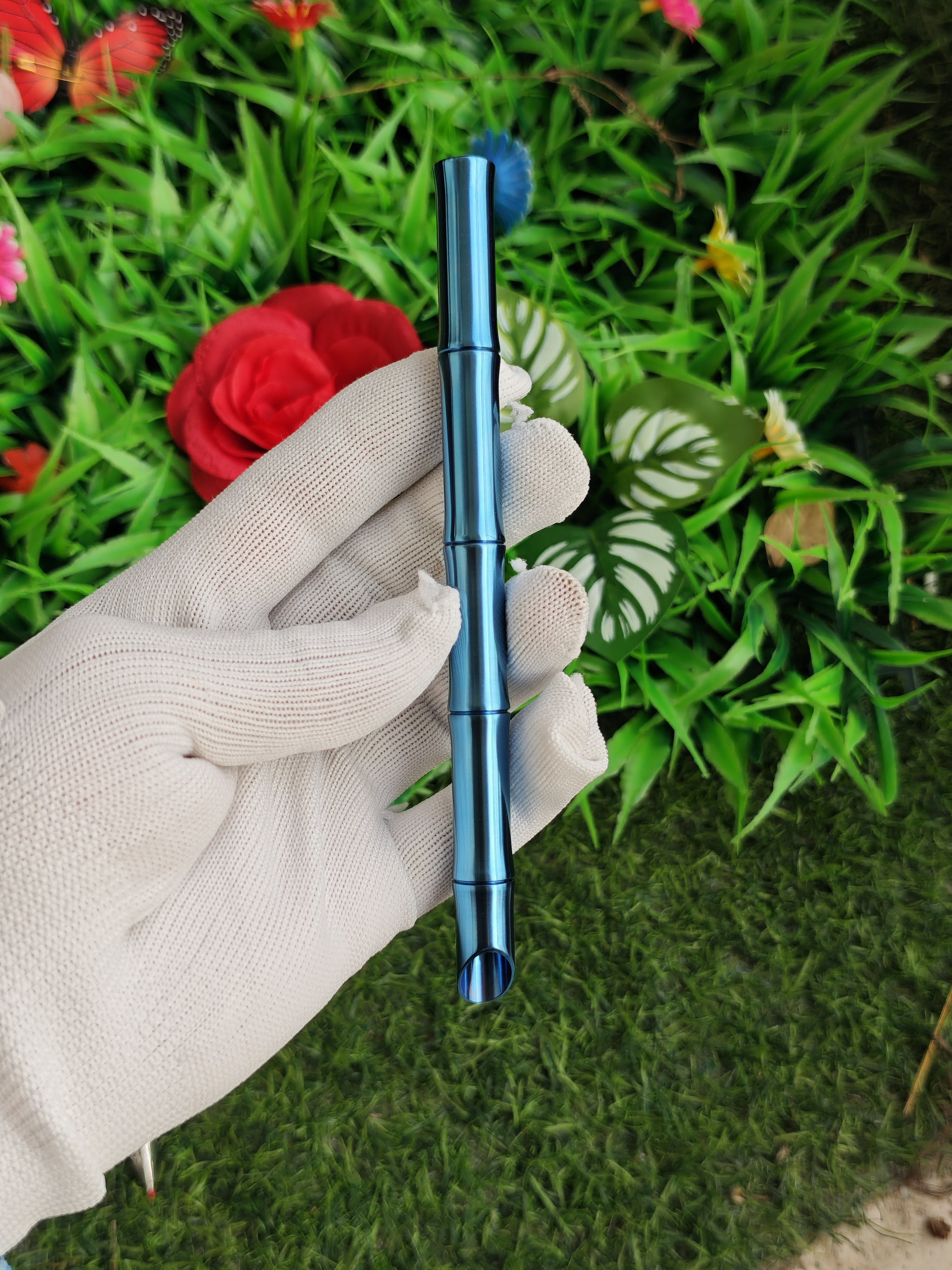 钛合金tc4长竹节钢笔实用书写施密特5号尖总成蓝色竹节酷棍小明尖