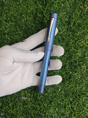 钛合金世纪100豆腐钢笔中性笔6号大明尖35mm尖磨砂蓝防滑超轻实用