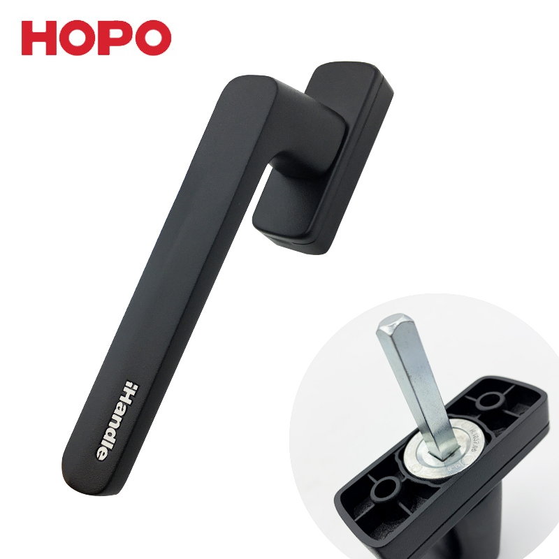 hopo好博ihandle断桥铝合金门窗把手黑色ph918抑菌方轴执手歪把手