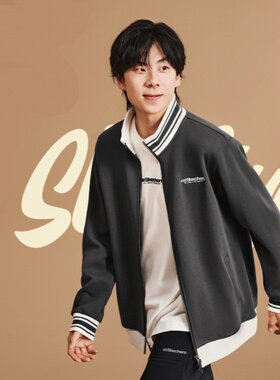 Skechers斯凯奇男士秋季复古百搭立领休闲运动夹克外套L325M003
