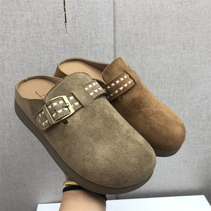 PU复古铆钉厚底包头拖女舒适百搭