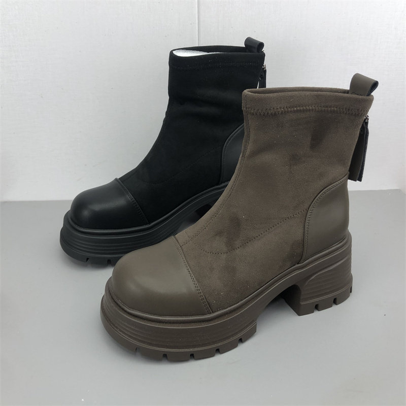 2025冬款女鞋时尚百搭厚底短靴女圆头粗跟马丁靴显瘦加绒弹力靴潮,女鞋,弹力靴/袜靴,淘宝优惠券,粉丝福利购,淘宝优惠卷