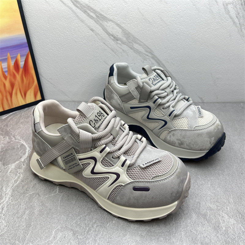 品牌撤柜2026春款真皮女鞋厚底透气老爹鞋系带圆头百搭舒适运动鞋,女鞋,时尚休闲鞋,淘宝优惠券,粉丝福利购,淘宝优惠卷