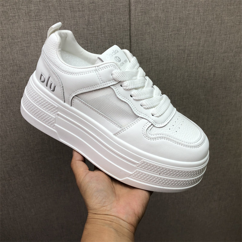 秋PU厚底增高百搭小白鞋女