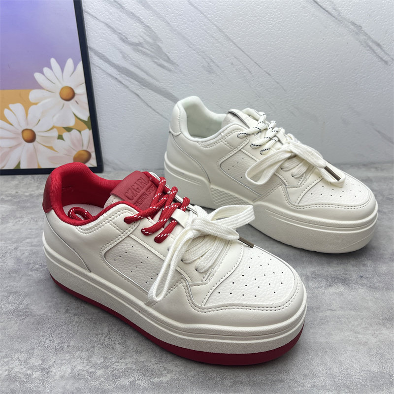 品牌撤柜2026春款圆头韩式增高小白鞋女百搭系带休闲板鞋厚底女鞋,女鞋,时尚休闲鞋,淘宝优惠券,粉丝福利购,淘宝优惠卷