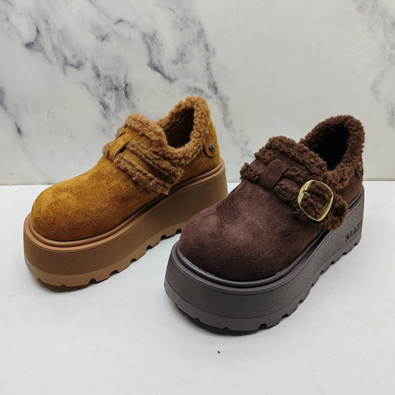 2025圆头加绒保暖厚底勃肯鞋