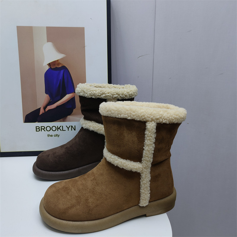 工厂直销2025冬款女鞋圆头厚底韩版洋气雪地靴女靴子短靴女鞋,女鞋,时尚雪地靴,淘宝优惠券,粉丝福利购,淘宝优惠卷