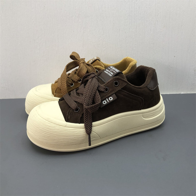 工厂直销2025冬款厚底防滑增高显脚小系带加绒运动鞋女板鞋外贸鞋,女鞋,时尚休闲鞋,淘宝优惠券,粉丝福利购,淘宝优惠卷