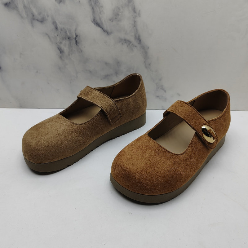 品牌撤柜2026春款魔术贴浅口单鞋女圆头厚底女单鞋百搭休闲勃肯鞋