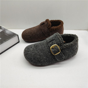 品牌撤柜2025圆头加绒全包勃肯鞋女搭扣平底软底不累脚百搭休闲鞋