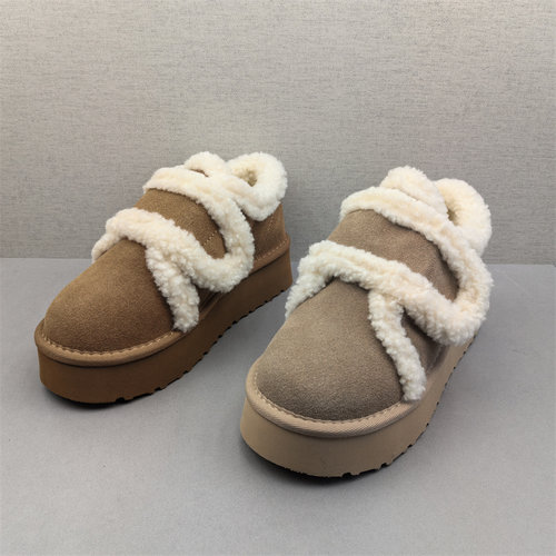 2025冬款女鞋圆头厚底真皮洋气