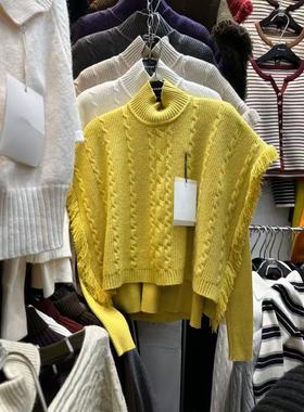 设计感长袖针织衫毛衣女2025冬季M041新款宽松百搭纯色简约两件套