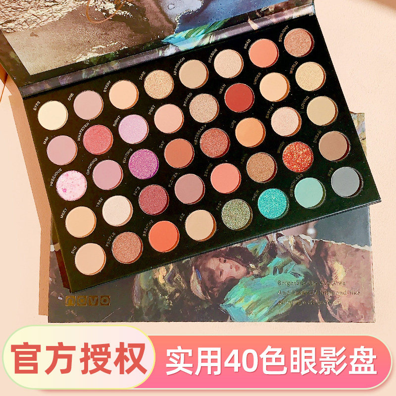 化妆师专用40色眼影盘novo大盘全套大地色舞台妆多用眼影哑光珠光