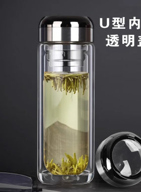 2025网红新款双层玻璃杯水晶之恋