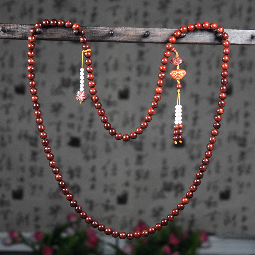 女士5圈手链8mm108紫檀手串国风