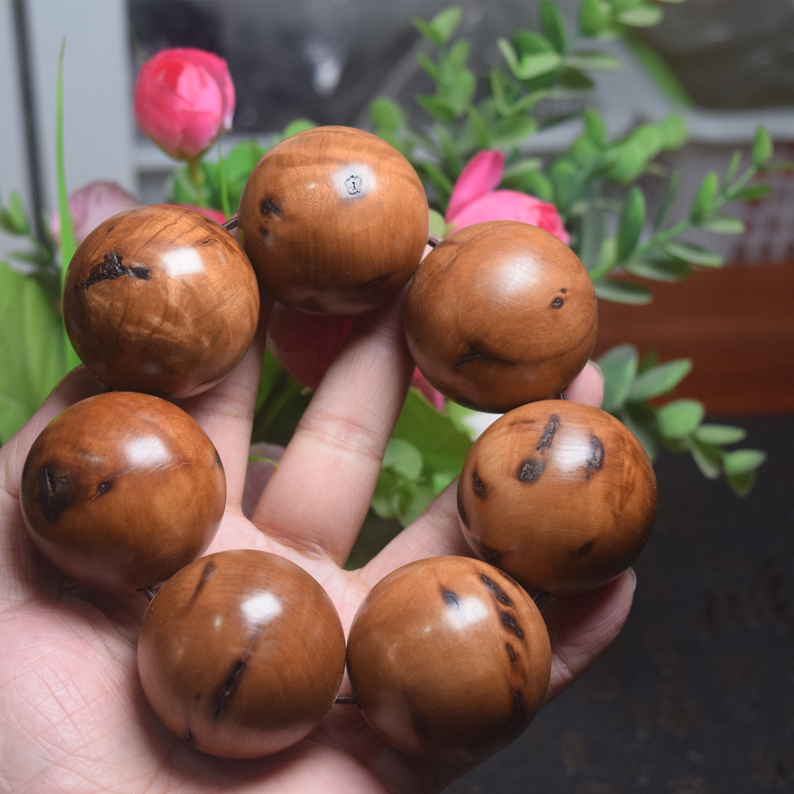 雷击枣木4.0超大手串雷痕佛珠