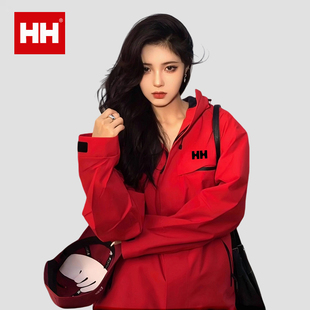 官方正品HH红色冲锋衣女款2025高级感超好看三合一防风防水外套男