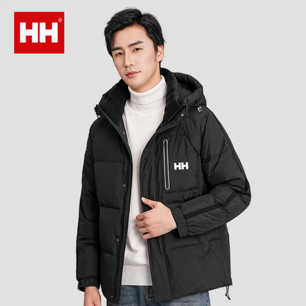 官方正品HH男士羽绒服短款连帽立领户外加厚保暖中青年秋冬季外套