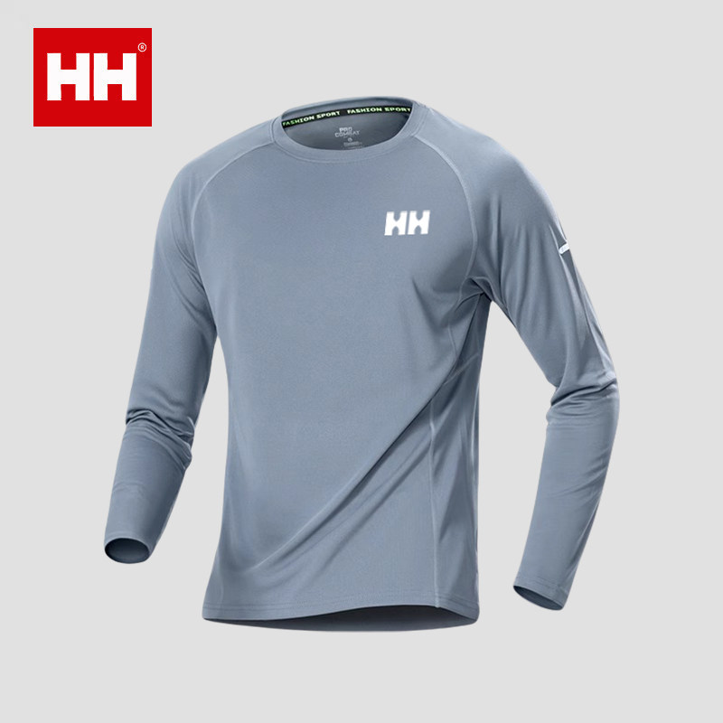 官方正品HH冰丝长袖男夏季薄款透气速干防晒跑步训练T恤运动上衣