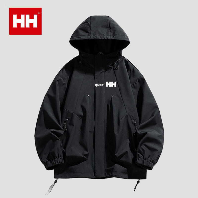 官方正品HH冲锋衣外套男春秋季新款户外三防休闲宽松工装连帽夹克