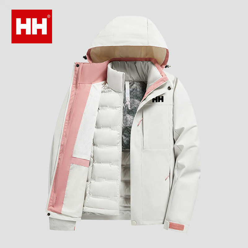 官方正品HH冲锋衣男三合一可拆卸羽绒内胆秋冬防水情侣滑雪登山服