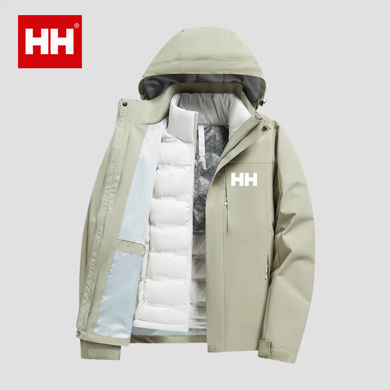 官方正品HH加厚羽绒服男女冬季新款冲锋衣三合一可拆卸白鸭绒内胆