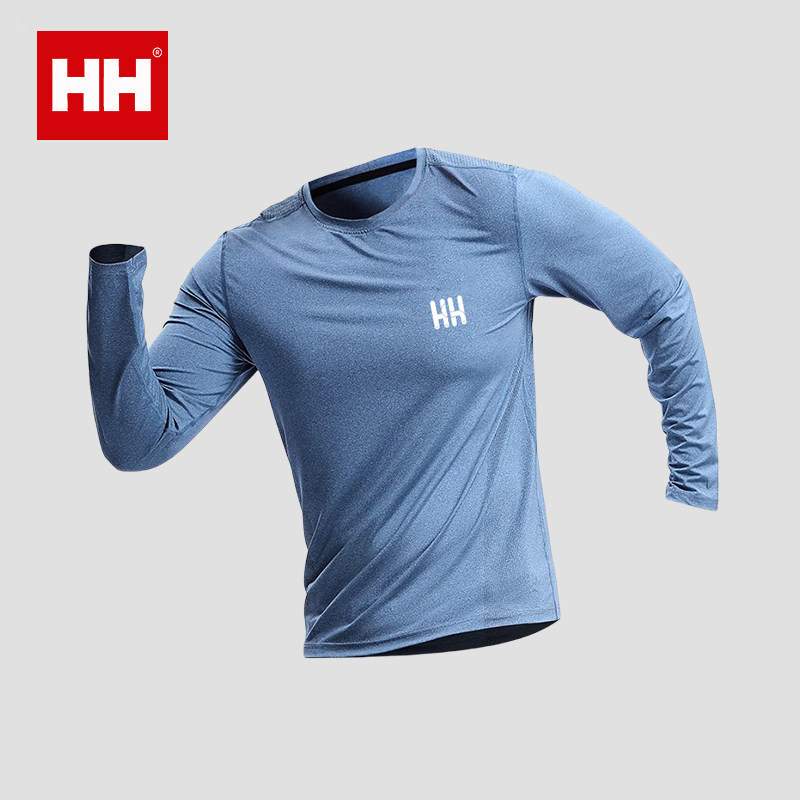 官方正品HH运动T恤男士秋季冰丝薄款透气速干衣户外运动跑步长袖