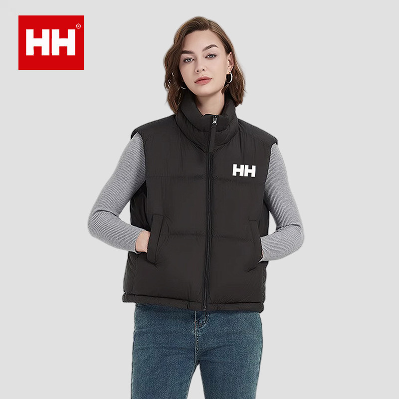正品HH90白鸭绒立领宽松短款马甲背心外套女款百搭羽绒服加厚
