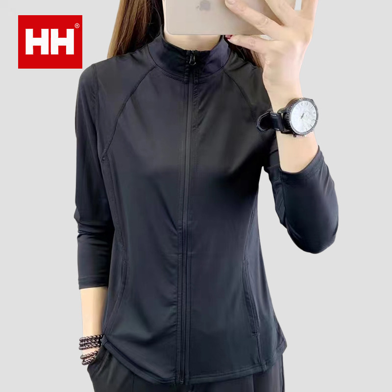 正品HH秋冬季拉链开衫长袖外套女运动健身户外瑜伽服速干立领