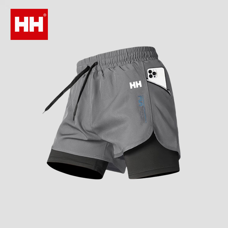 官方正品HH跑步短裤男速干运动带内衬三分裤马拉松夏季健身训练裤