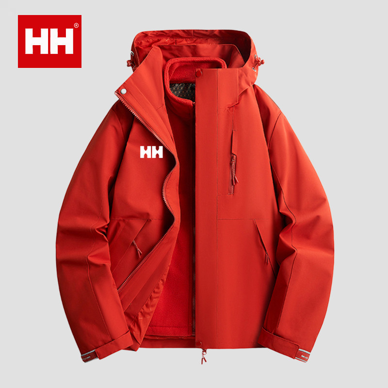 官方正品HH冲锋衣男女士三合一可拆卸秋冬季新款户外加绒加厚外套