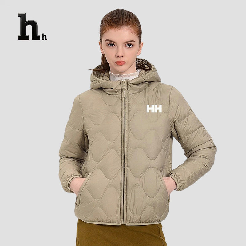 正品HH羽绒服女短款秋冬连帽轻薄白鸭绒防风户外休闲保暖外套