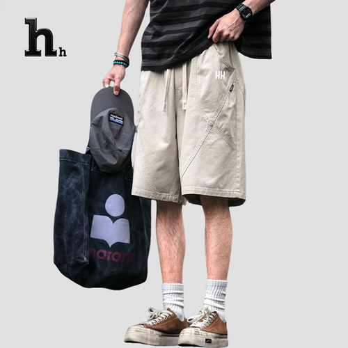 正品HH美式复古水洗做旧立体工装短裤男夏季质感休闲五分裤