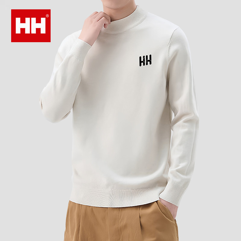官方正品HH毛衣男半高领针织衫2025秋冬保暖含羊毛修身内搭打底衫