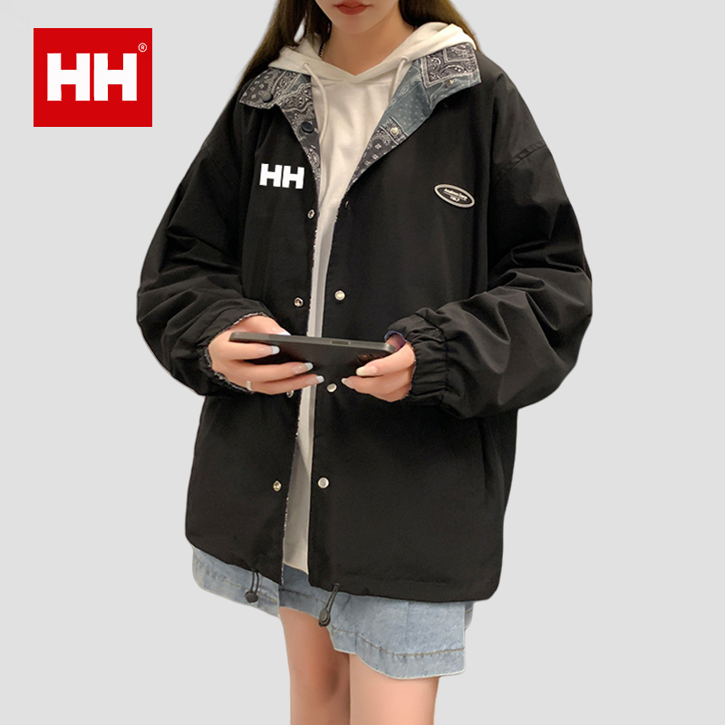 官方正品HH双面穿外套男春秋宽松腰果花休闲褂子潮流百搭夹克上衣