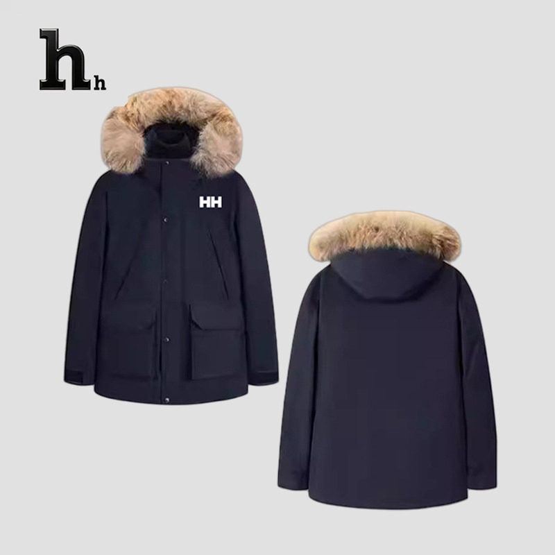 正品HH羽绒服男款2024冬季新款连帽休闲风衣防风保暖工装外套