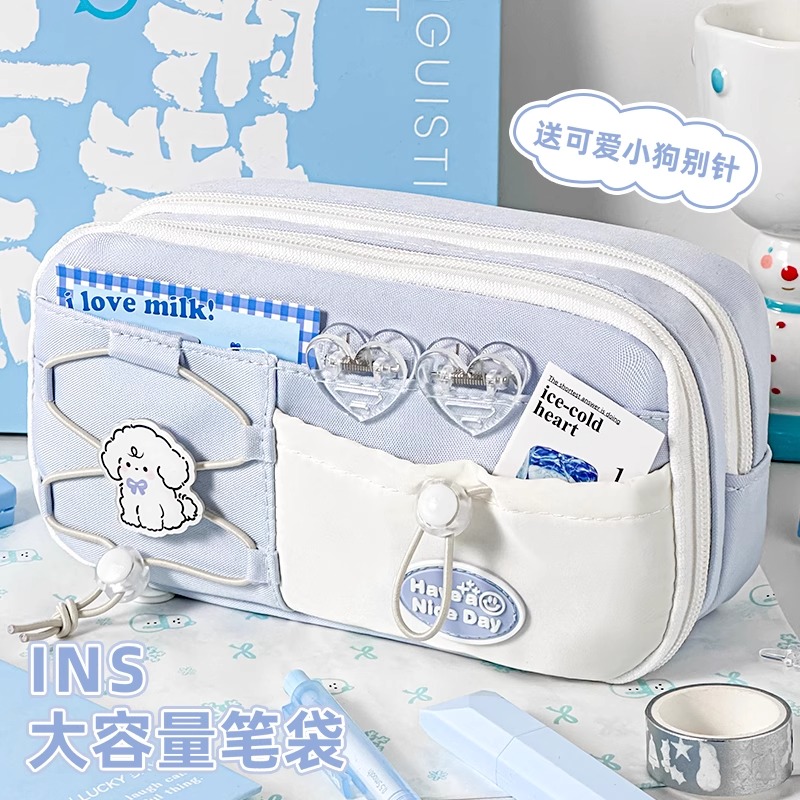 抽绳笔袋女生2025新款超火笔袋小学生专用高颜值ins风大容量文具