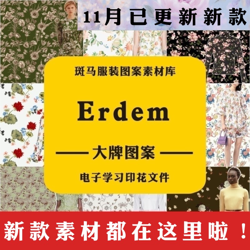 Erdem艾尔丹姆大牌奢侈品国际品牌源文件学习参考矢量图案素材库