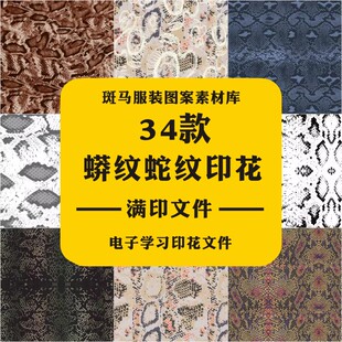 时尚动物纹理蟒纹蛇纹数码印花鳞片肌理布料印花矢量图案素材文件