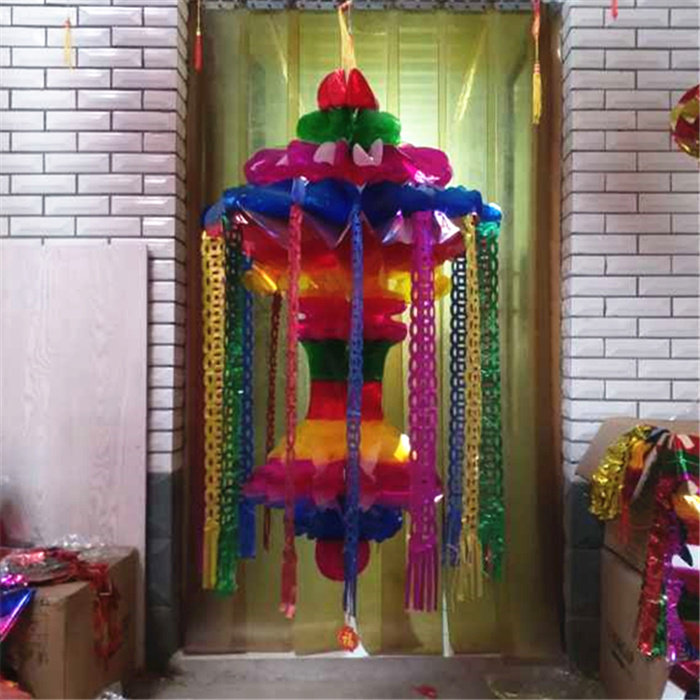 清明节挂清纸吊子扫墓花上坟飘彩色塑料殡葬祭祀用品纸灯笼玉兰条