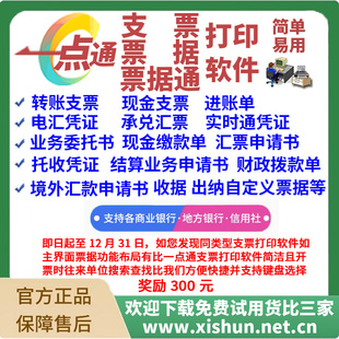 票据通打印软件专业版加密狗版定做打印模板银行支票票据打印专家