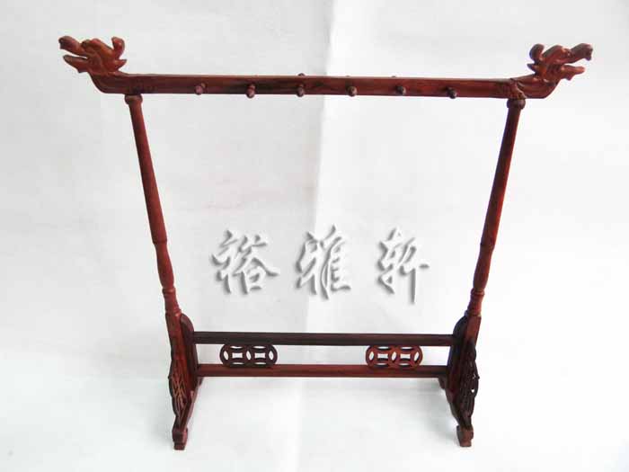 裕雅轩 仿古红酸枝木双龙头毛笔架/笔挂/装饰架/大小款
