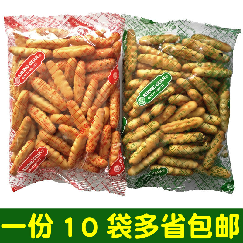 康元饼干香酥条约65克X10袋香葱芝麻条手指饼干_虎窝淘