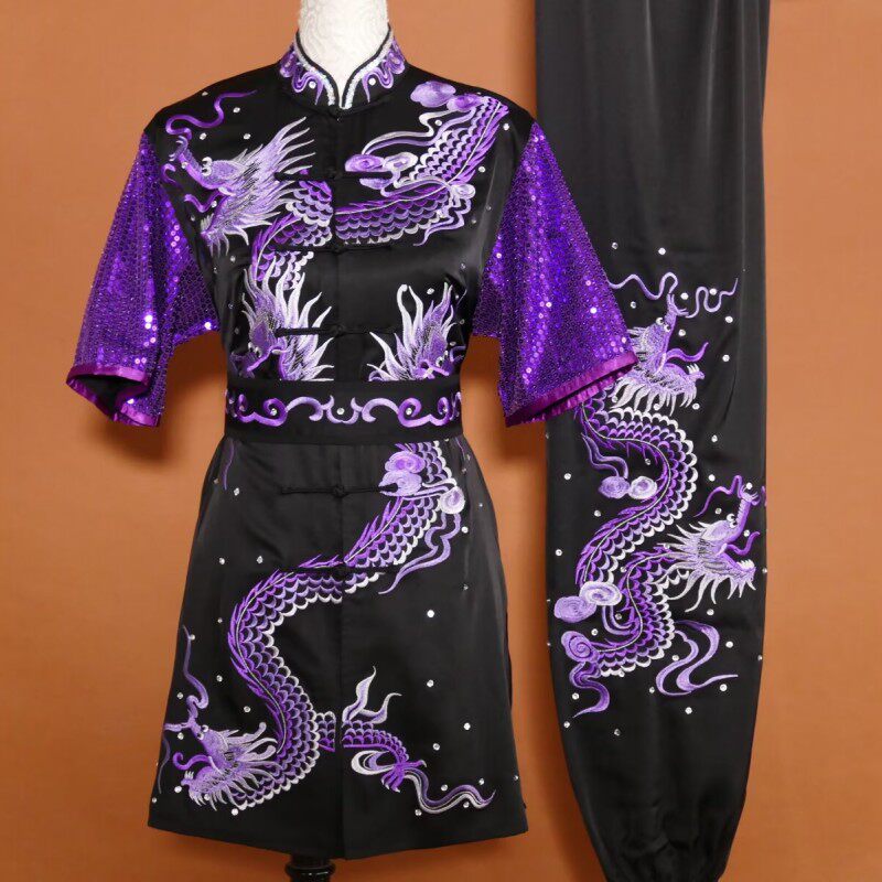 迎春新款刺绣九龙武术服青少年儿童长拳南拳练功服团体表演比赛服