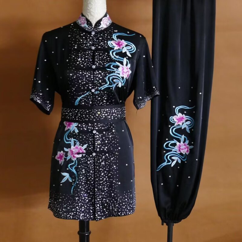 颐和迎春烫钻绣花专业武术比赛服长拳南拳服男女练功服表演服新款