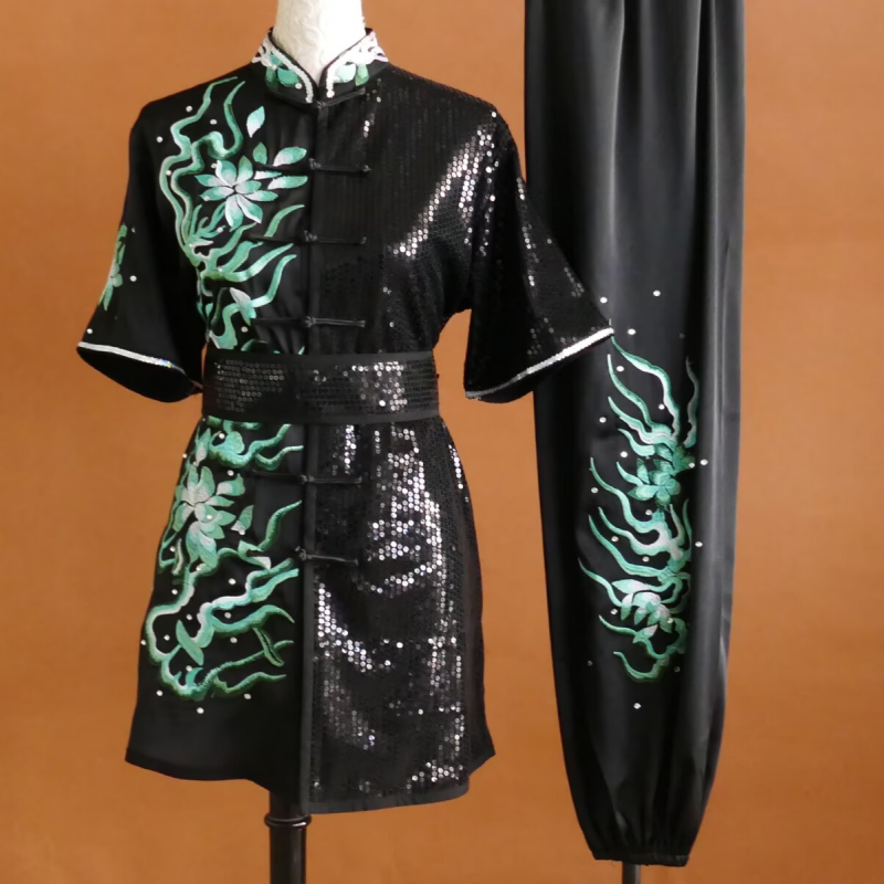 颐和迎春新款表演太极武术服比赛竞技套路彩服中国功夫青年男亮片