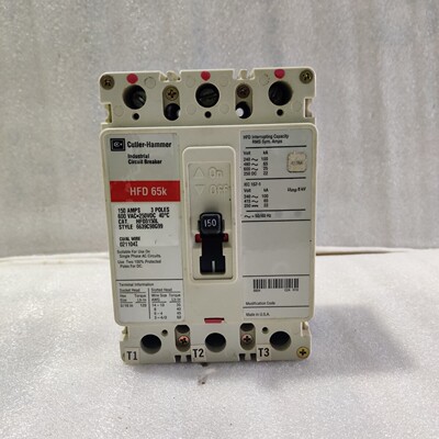 CUTLER-HAMMER HFD 65K CAT.HFD3150L 150AMPS 3POLES 600VAC 250