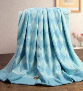 金号纯棉毛巾被空调毯盖毯 全棉无捻提缎割绒巾被S4229 瑕疵款