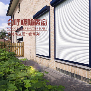 厂家定制电动防盗窗铝合金材质双层防撬防雨防窥视遥控金属卷帘窗